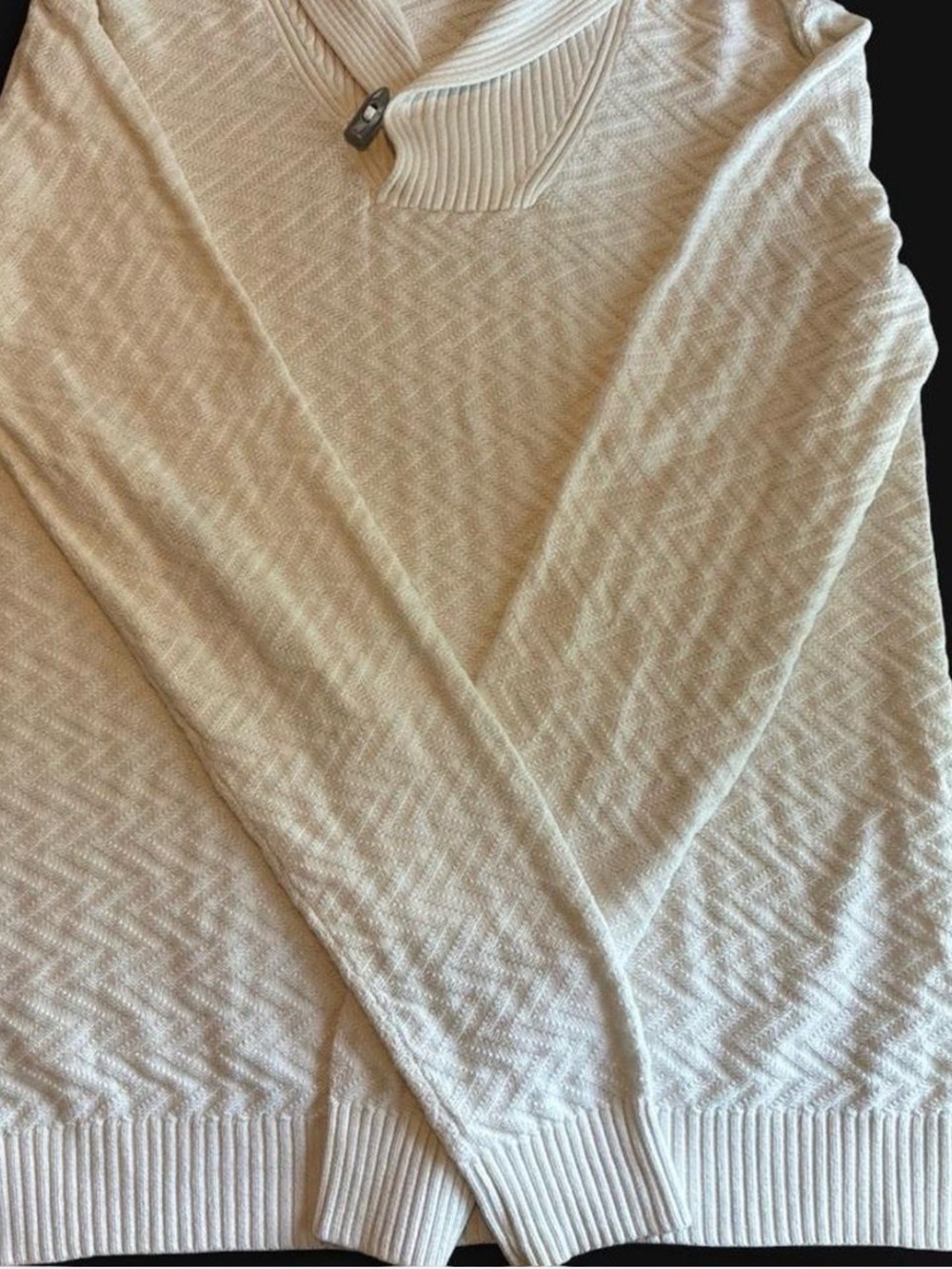Sean John Cream Chevron Zip Turtleneck Sweater